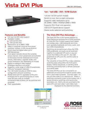 Vista DVI Plus Data Sheet - Rose Electronics