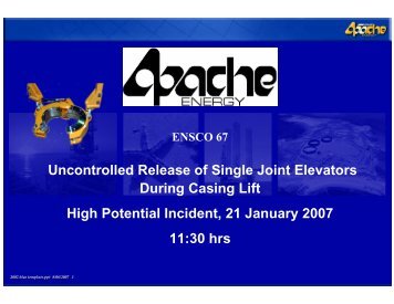 Uncontrolled Release of Single Joint Elevators During Casing Lift ...