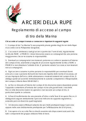 Download Regolamento per l'accesso al Campo ... - Arcieri della Rupe