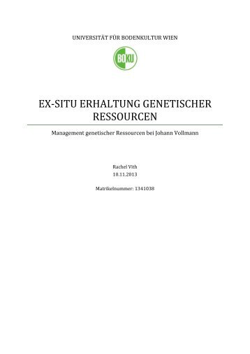 ex-situ erhaltung genetischer ressourcen - Plant Breeding Division