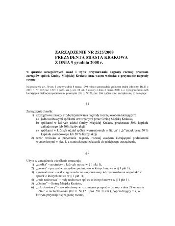 ZARZÄDZENIE NR 2525/2008 PREZYDENTA MIASTA KRAKOWA Z ...