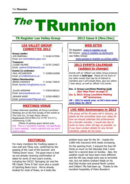 The Trunnion - the TR Register Groups Portal