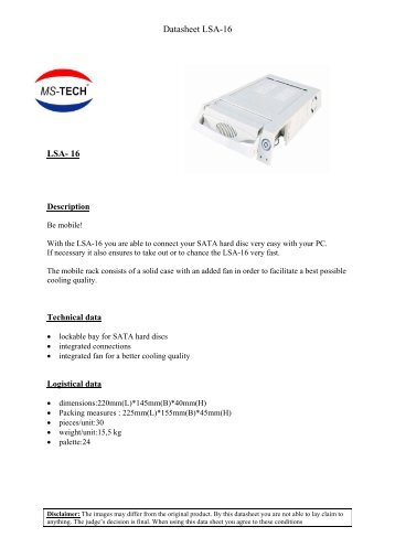 Datasheet LSA-16 LSA- 16 - MS-Tech