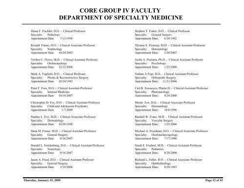 core group iv faculty department of specialty medicine