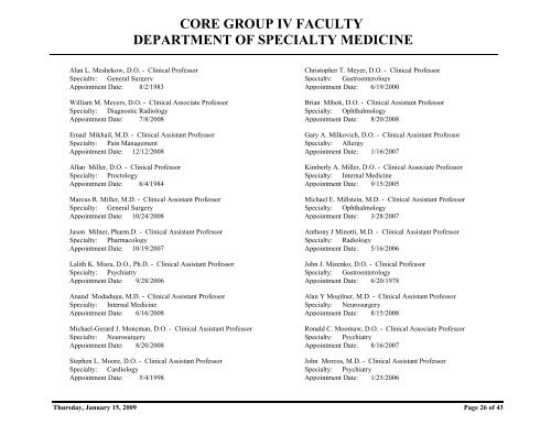 core group iv faculty department of specialty medicine