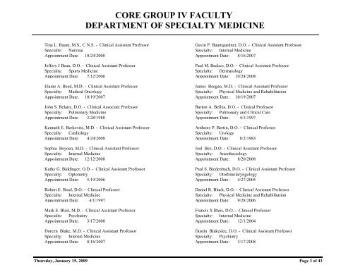 core group iv faculty department of specialty medicine