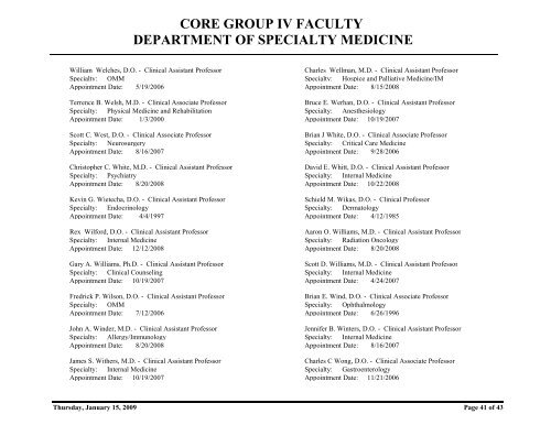 core group iv faculty department of specialty medicine