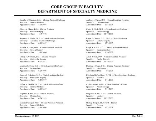 core group iv faculty department of specialty medicine