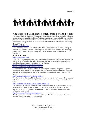 Age-Expected Child Development from Birth to 5 Years - CESA 1