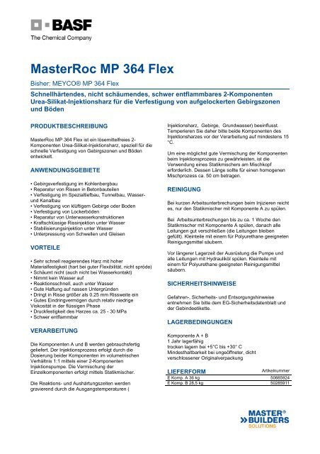 TDB, MasterRoc MP 364 Flex - BASF Performance Products GmbH