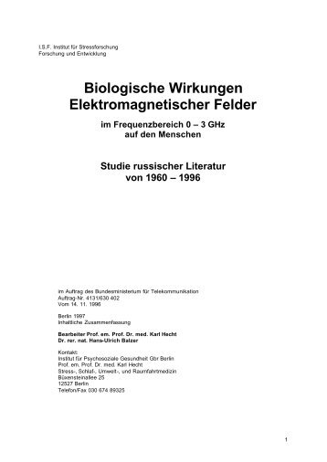 Biologische Wirkungen Elektromagnetischer Felder - BZUR