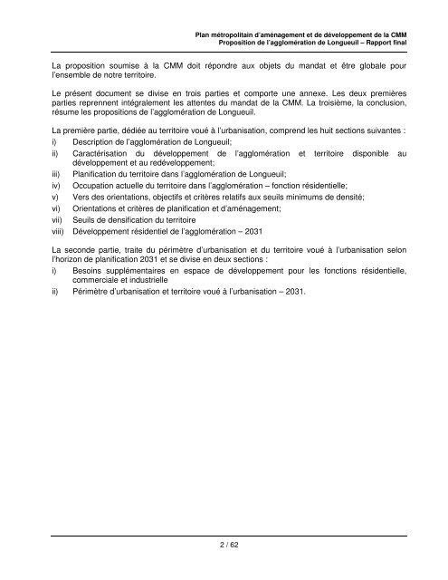 Proposition de l'agglomÃ©ration de Longueuil - PMAD