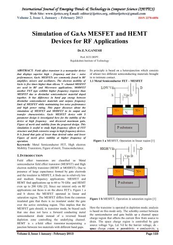 Simulation of GaAs MESFET and HEMT Devices for RF Applications