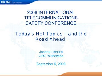 and the Road Ahead! - National Telecommunications Safety Panel