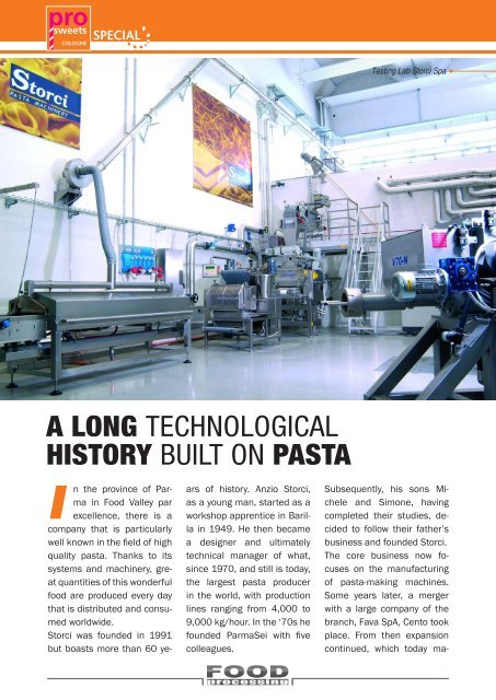 A LONG TECHNOLOGICAL HISTORY BUILT ON PASTA - Storci Spa