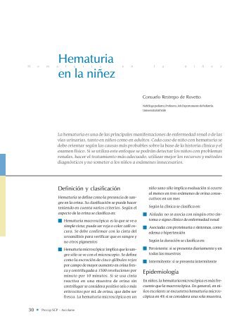 Hematuria en la NiÃ±ez - Sociedad Colombiana de Pediatria