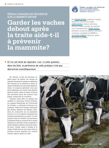 Garder les vaches debout après la traite aide-t-il à ... - Novalait