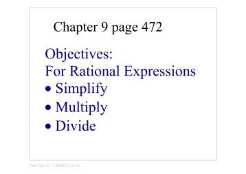 9.1 Multiplying and Dividing Rational Expressions