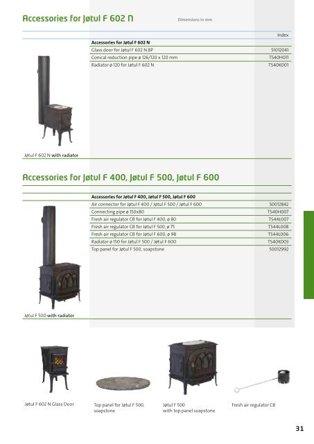 Accessories for stoves and fireplace inserts - JÃ¸tul stoves and ...