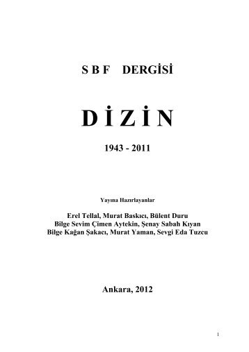 SBF Dergisi Dizini - Siyasal Bilgiler FakÃ¼ltesi - Ankara Ãniversitesi