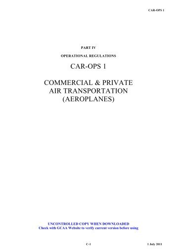 CAR-OPS 1 COMMERCIAL & PRIVATE AIR TRANSPORTATION ...