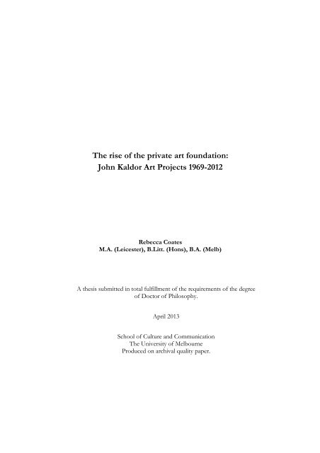 John Kaldor Art Projects 1969-2012 - University of Melbourne