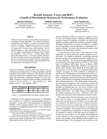 a Family of Discriminant Measures for Performance Evaluation - RALI