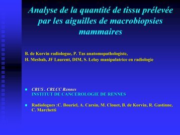 Analyse de la quantitÃ© de tissu prÃ©levÃ©e par les aiguilles de ...