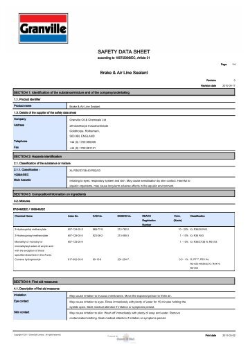 SAFETY DATA SHEET - Granville Oil & Chemicals Ltd