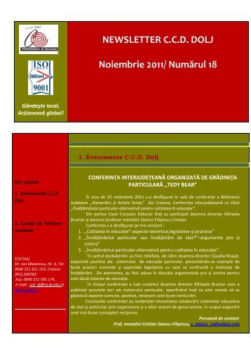 Newsletter Noiembrie 2011 - Casa Corpului Didactic Dolj