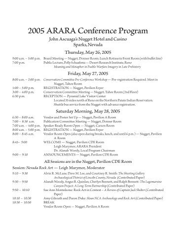 Program & Abstracts - American Rock Art Research Association