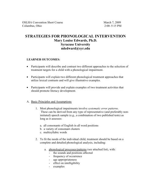 Khan Lewis Phonological Processes Chart