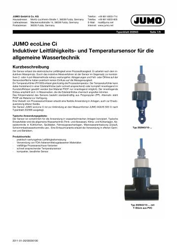 JUMO ecoLine Ci Induktiver LeitfÃ¤higkeits- und Temperatursensor ...