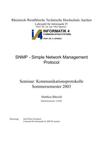 SNMP - Simple Network Management Protocol ... - Informatik 4