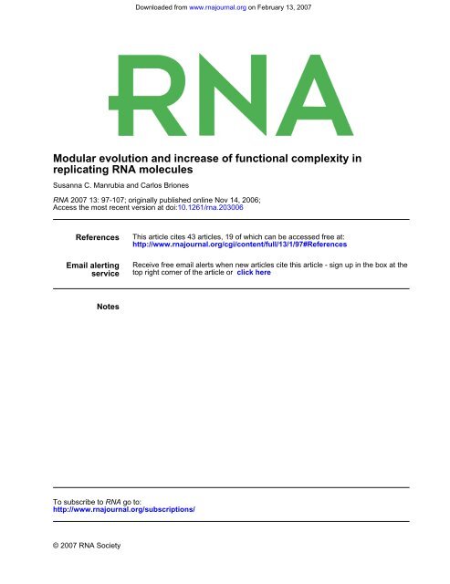 Modular evolution and increase of functional complexity in ... - CAB