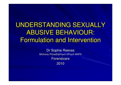Dr Sophie Reeves, Clinical Psychologist, Victorian Institute of ...