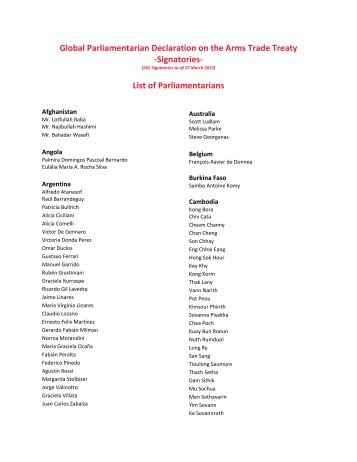 Signatories- List of Parliamentarians - Control Arms