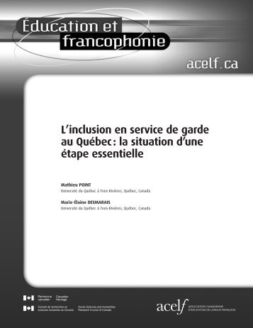 L'inclusion en service de garde au QuÃ©bec - acelf