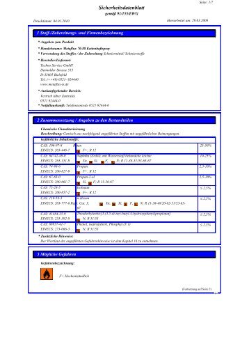 Metaflux 70-88 EG-Sicherheitsdatenblatt