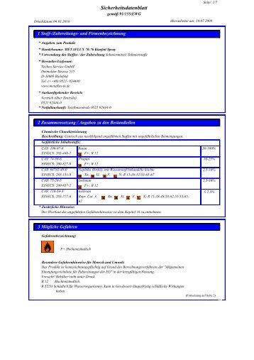 Metaflux 70-76 EG-Sicherheitsdatenblatt