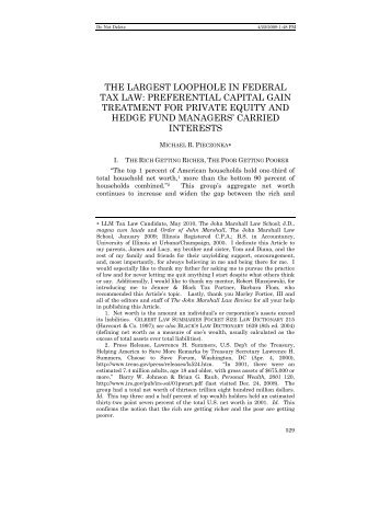 the largest loophole in federal tax law - Handler Thayer, LLP