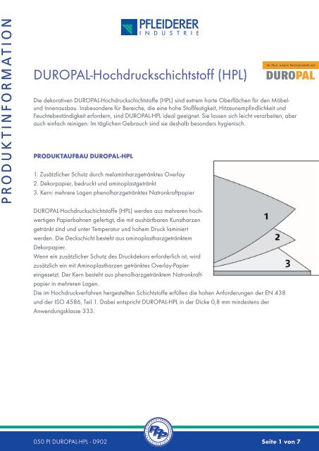 DUROPAL-Hochdruckschichtstoff (HPL) - industrie.pfleiderer.com