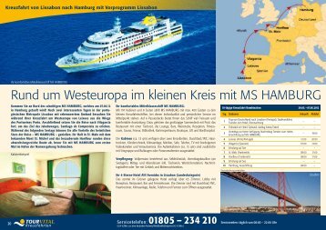 Rund um Westeuropa im kleinen Kreis mit MS HAMBURG