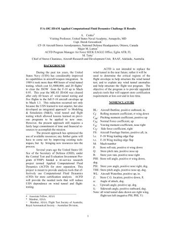 F/A-18C/JDAM Applied Computational Fluid Dynamics Challenge II ...