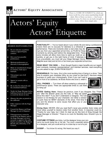 Equity Actors' Etiquette