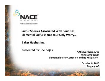 Sulfur Species Associated With Sour Gas ... - NACE Calgary