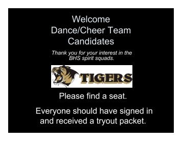 Welcome Dance/Cheer Team Candidates - Bentonville Public Schools