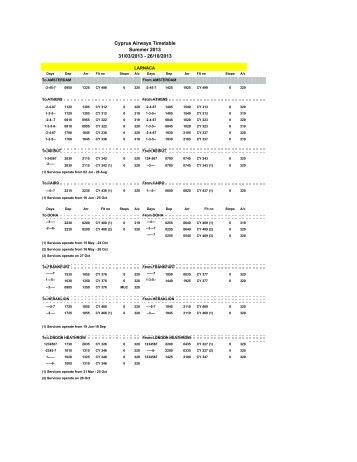 TIMETABLE FORMAT SUMMER 2013-20mar13 (2 ... - Cyprus Airways