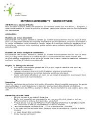 CRITÈRES D'ADMISSIBILITÉ - BOURSE D'ÉTUDES - PPPC