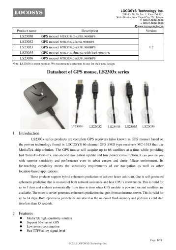 Datasheet of GPS mouse, LS2303x series - NextBoat